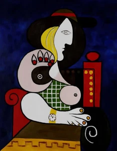 Picasso art Femme a la Montre Deko Bild 30x42 Leinwand Collection A1PP21 - Picture 1 of 2