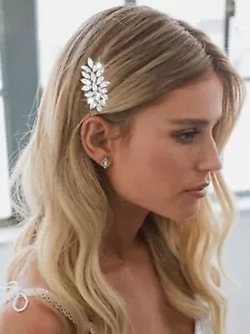 Silver Rhinestone Bride Hair Comb Crystal Bridal Hair Clip for Prom Party - Picture 1 of 9