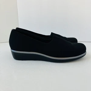 SAS Bliss Women’s 7 M Black Stretch Fabric Slip-on Low Wedge Loafer Shoe - Picture 1 of 7