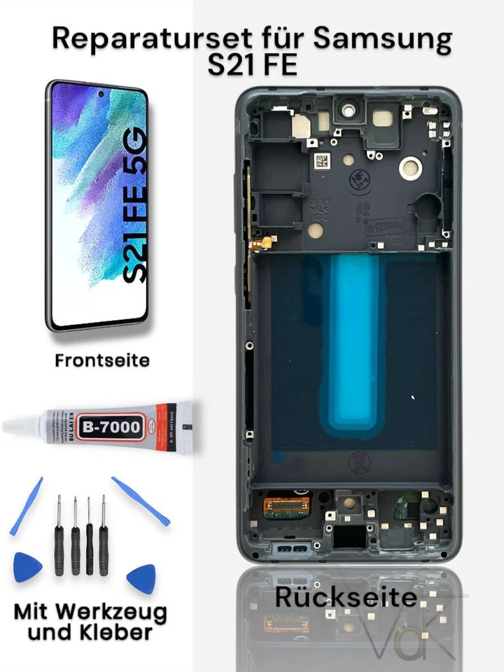 MARKENLOS Für Samsung Galaxy S21 FE 5G SM-G990B LCD Display mit Rahmen Ersatzteil Schwarz