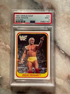 1991 Merlin WWF #24 Hulk Hogan PSA 9 tarjeta de lucha libre italiana - Imagen 1 de 2