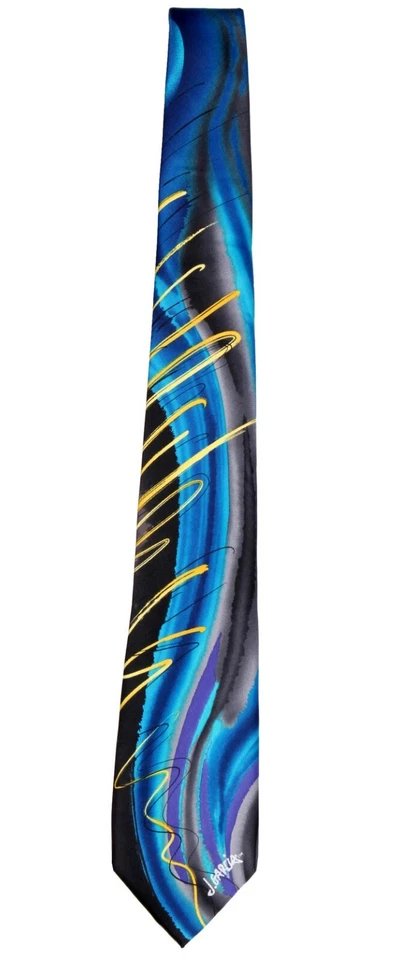 Corbata para hombre Jerry Garcia diseñador patrón abstracto - negra y azul - nueva con etiquetas Foto 1 de 1
