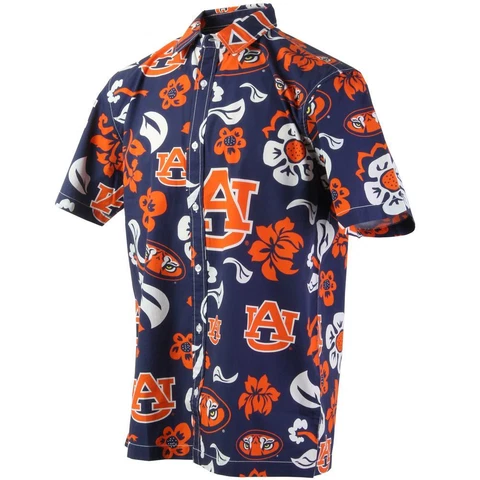 Men's Auburn University Tigers Floral Shirt Button Up Beach Shirt Cover