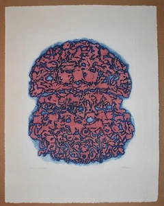 Original abstrakte Radierung unbekannter Künstler signiert ca 1970 - Bild 1 von 7