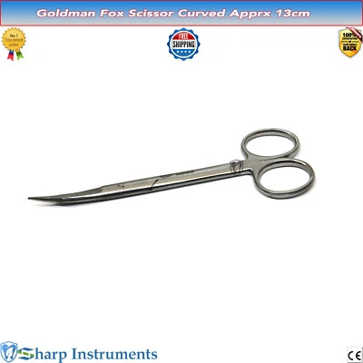 Tijeras de disección Goldman Fox curvas quirúrgicas veterinarias microcirugía Foto 1 de 4