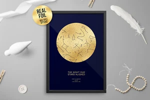 MAPA ESTELAR DE LÁMINA PERSONALIZADO, impresión alineada de The Night Our Stars - Imagen 1 de 8