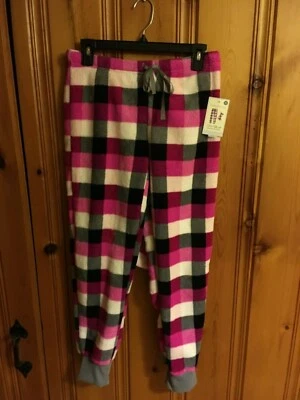 Pantalones de pijama de lana Zoe & Bella M pantalones de salón rosa, blanco y gris a cuadros Foto 1 de 4