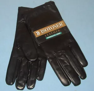 Vintage 2005 Womens Isotoner Size 8 Thinsulate Lined Black Leather Gloves *NEW* - Picture 1 of 5