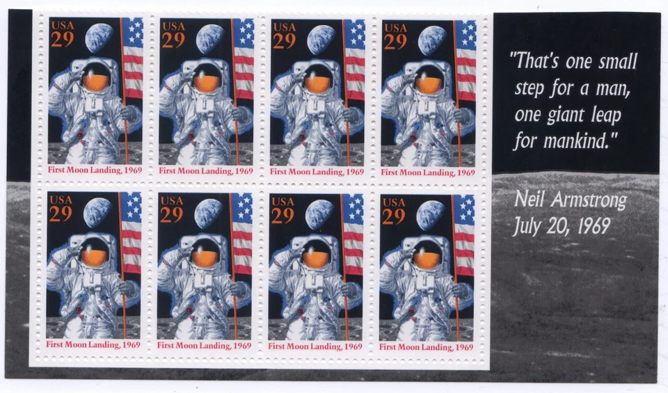 Scott #2841 29¢ FIRST MOON LANDING Bottom Block of 8 Stamps - MNH - Image 1 of 1