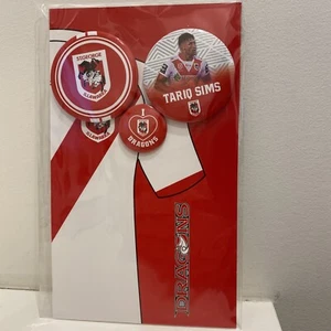 New 3 in Set Badges ST GEORGE ILLAWARRA NRL FOOTY TARIQ SIMS SUPPORTER BUTTONS - Picture 1 of 6