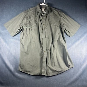 Vintage LL Bean Men Shirt Green Button Up S Sleeve Hiking Size XL Tall Cotton - Picture 1 of 9