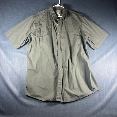 Vintage LL Bean Men Shirt Green Button Up S Sleeve Hiking Size XL Tall Cotton - Image 1 of 4