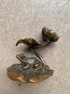 Statua WOW bronzo tibetano fatta a mano *Rana sul loto* XX028 - Foto 1 di 7