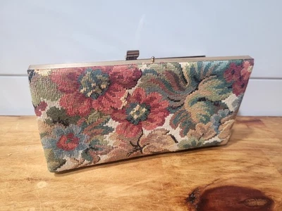 Vintage Shirl Miller Ltd Floral Embroidery Tapestry Clutch Purse Handbag USA - Imagem 1 de 4