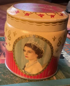 Latta caramello tondo incoronazione regina Elisabetta II Henry Thorne & Co 1953 originale - Foto 1 di 9