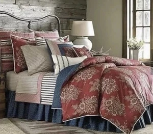 RALPH LAUREN CHAPS TELLURIDE QUEEN BETTDECKE 5-TEILIGES SET WENDBAR BLAU ROT TOILETTE - Bild 1 von 5