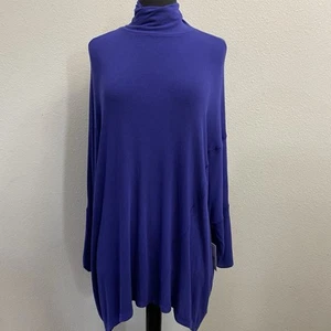 We The Free Turtleneck Tunic Top Size Small Ocean Dolman Sleeve Wool Blend NWT - Picture 1 of 7