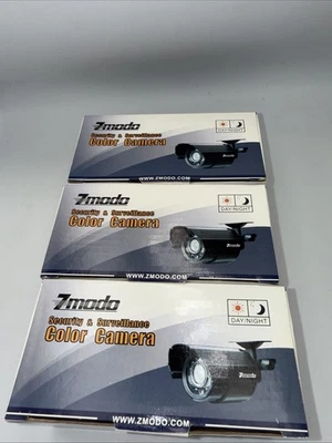 Zmodo Cámaras de Seguridad con Cable TI-051 IR Color Exterior Bala Día Noche Lote de 3 Foto 1 de 4