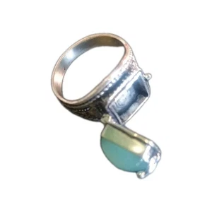 Gift Ring Schmuck Chalzedon Edelstein Größe 9,25 Antik Stil Klappfach - Bild 1 von 7