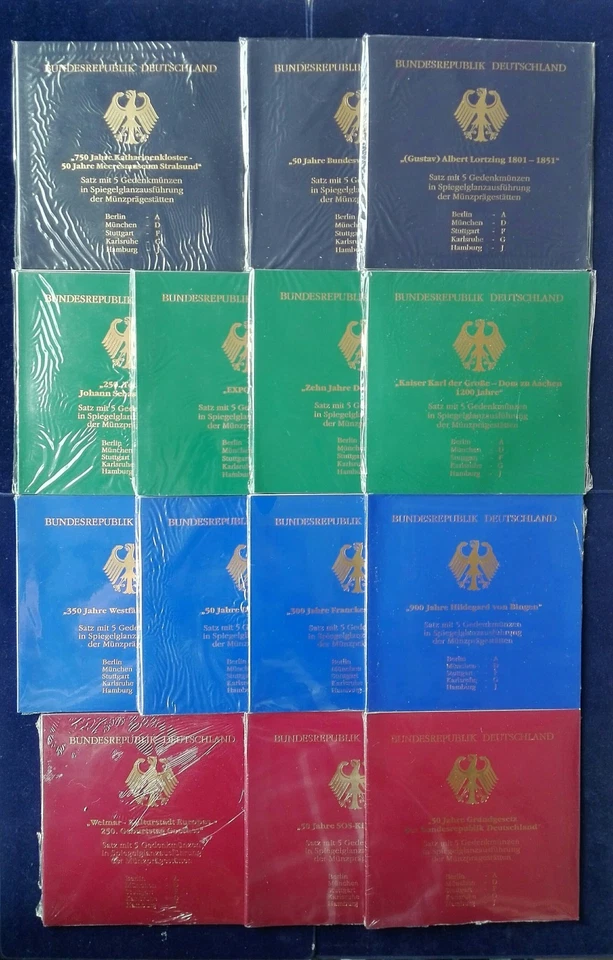 14 BLISTER "5 x 10 DM Gedenkmünzen in 925  Silber ca. 1kg" - Bild 1 von 1