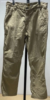Pantalones Carhartt Para Hombre Talla 33x32 Medianos Caqui Mezcla de Algodón Calce Relajado Usados Foto 1 de 4