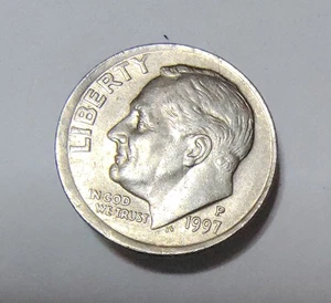 1997 P Dime Off Center Strike Shown On Left Side Obverse - Picture 1 of 15