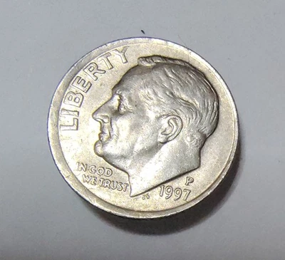1997 P Dime Off Center Strike Shown On Left Side Obverse - Image 1 of 4