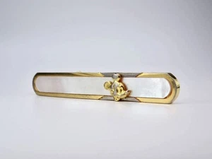 Disney Tie Clip Tie Bar Mother of Pearl Shell White Men's Accessory Vintage - Picture 1 of 7