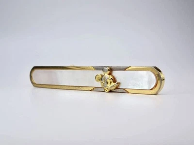 Disney Tie Clip Tie Bar Mother of Pearl Shell White Men's Accessory Vintage - Image 1 of 4