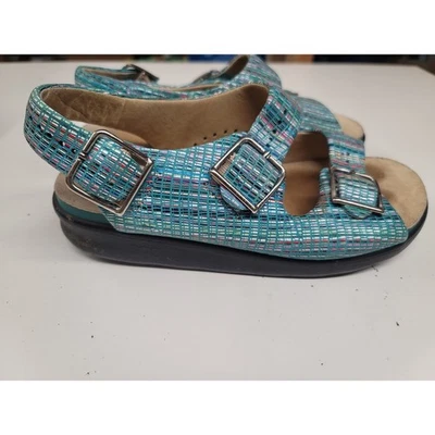 SAS Relaxed Comfort Teal Blue Woven Adjustable Strap Sandals - Size 6W - Image 1 of 4