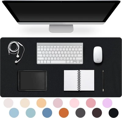 CADONO Leather Desk Pad Protector,Non-Slip Pad,on-Slip PU 23.6 x 13.7, Black