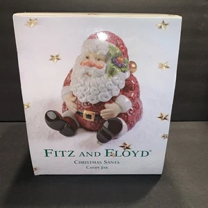 Vintage Fitz and Floyd Weihnachten Santa Süßigkeiten/Keksdose Porzellan im Ruhestand NEU in Box - Bild 1 von 16