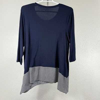 Top túnica pulóver Croft & Barrow para mujer 2X azul marino manga 3/4 náutica Foto 1 de 4