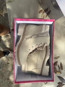 Women’s Beige Side Zip Boots - Picture 1 of 8