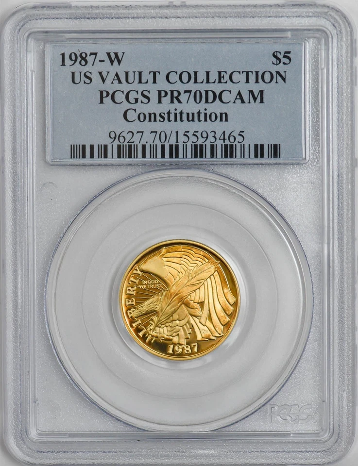 1987-W $5 Gold Constitution US Vault Collection PR70 DCAM PCGS 945747-12 - Image 1 of 4