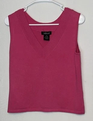 Willi Smith Knit Tank Top Womens M Pink V Neck Stretch - Image 1 of 4