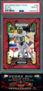 2024 Panini Prizm Draft Picks - Bo Nix ROOKIE #105 Red Ice Prizm (RC) PSA 10 - Picture 1 of 2