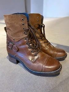 Botas de Combate Taos Crave Botines Zapatos para Mujer Talla 7-7.5 EE. UU. 38 UE Cuero Marrón - Imagen 1 de 11