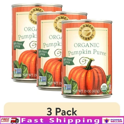 Puré de calabaza orgánico sin OGM 15 oz lata hornear cocina paquete de 3 sin alérgenos nuevo Foto 1 de 4