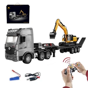 Ferngesteuertes auto mit Anhänger, 2,4 GHz rc auto, RC LKW mit Bagger Spielzeug - Bild 1 von 9
