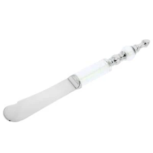 GlassOfVenice Italian Murano Glass Butter Spreader - Silver White - Picture 1 of 4