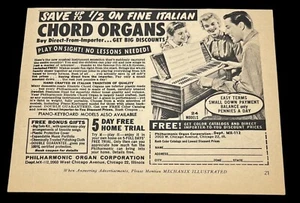 Philharmonic Organ Corp Vintage Print Ad 60s Fine Italian Chord Organs - Picture 1 of 6