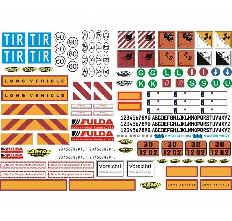 Carson 907086 1:14 Dekorbogen LKW Warnsymbole 500907086 - Bild 1 von 1