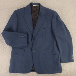 VTG Hopsack Jacket M Blue Polyester Wool Blazer Sport Coat Stafford 40S - Picture 1 of 16