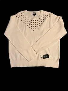 Inc International Concepts Women's Off White Knit Sweater With Silver Studs - Picture 1 of 9