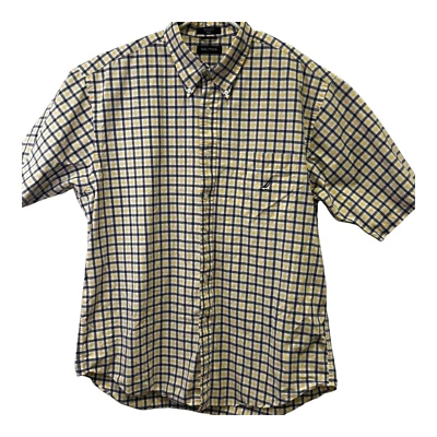 Camisa Nautica xadrez gola curta manga abotoada tamanho 2XL com bolso - Imagem 1 de 4