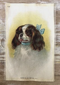 Cigarrillos de tabaco vintage seda animal retrato perro L2 4 1/2"" x 6 3/4"" década de 1910 - Imagen 1 de 3