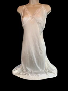 Vintage Mel-Lin Vollslip Kleid Dessous 44 seidig elfenbeinfarben Nylon & Spitze Sissy - Bild 1 von 5