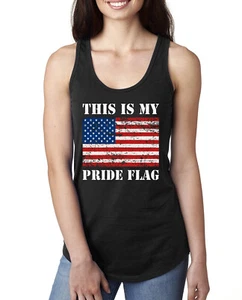 This is My Pride Shirt American Flag Ladies Racerback Tank Top - Picture 1 of 6