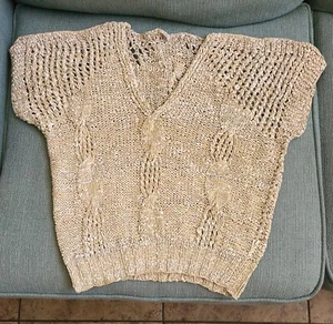 Vintage Disan All Leather  Crochet Blouse womans S (Turkey) - Picture 1 of 6